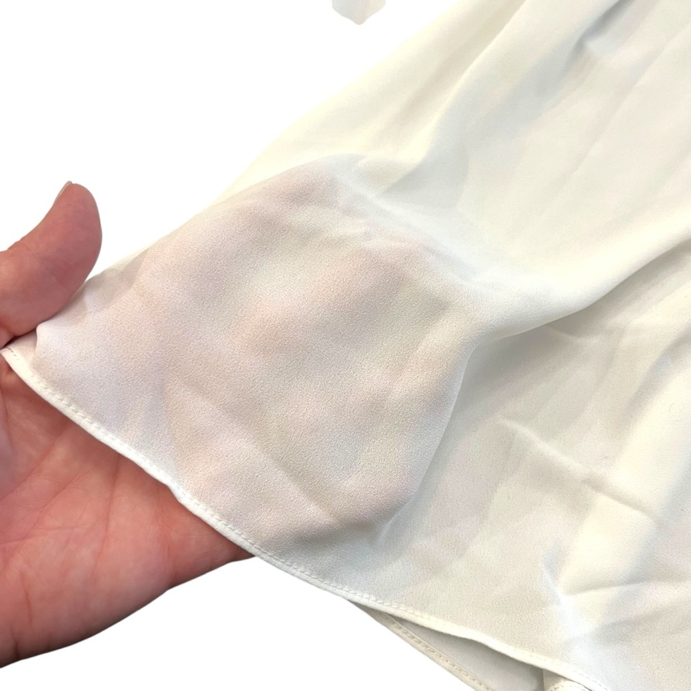 J Crew Factory Long Sleeve White Top Blouse Ruffles Size 18 High Neck NEW $80 - Picture 11 of 16